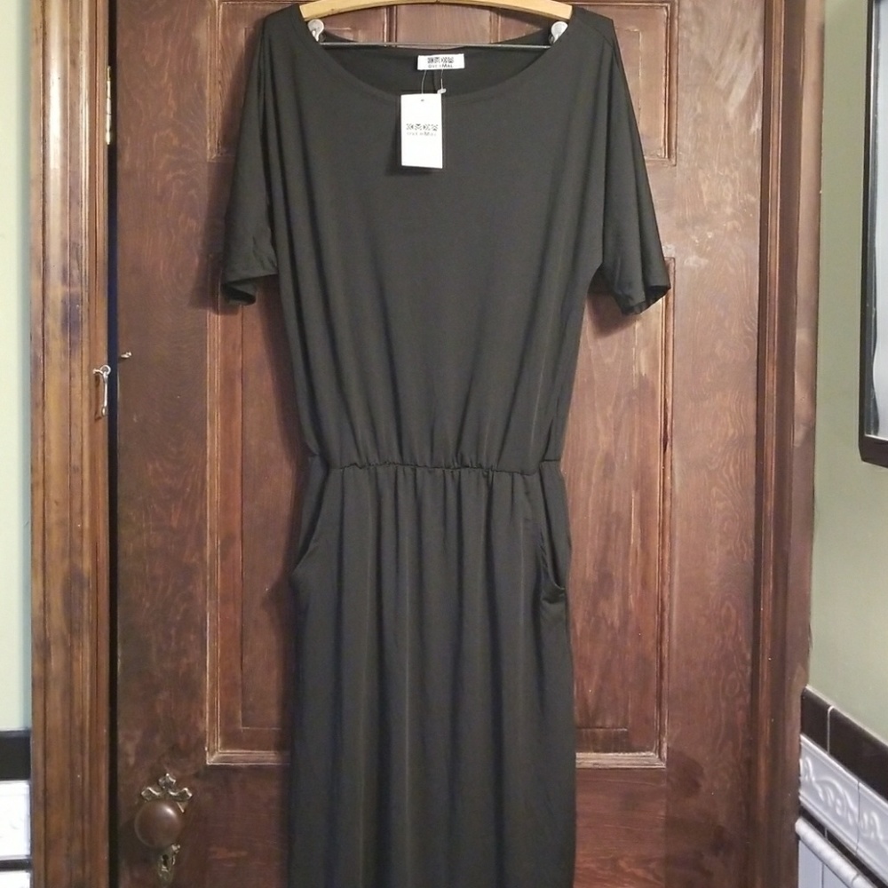 IDEAL MAXI DRESS~OPEN NECK,ELASTIC WAIST,POCKETS